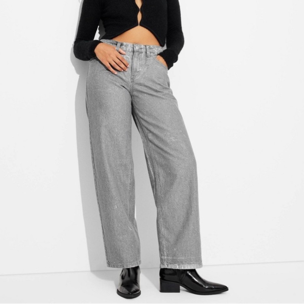 Wild Fable Mid-Rise 90's Relaxed Straight Gray Jeans 8